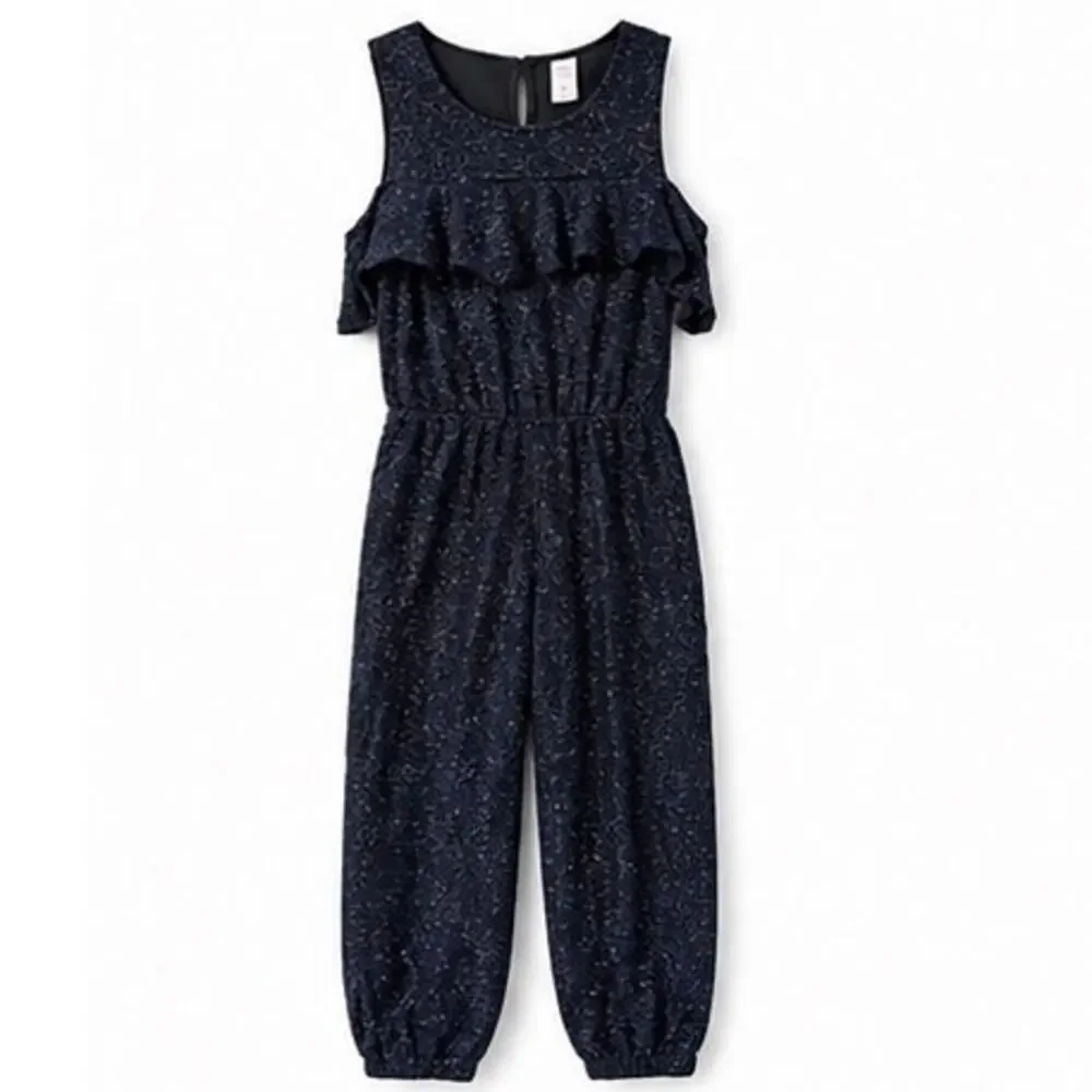 Justice Girls Blue Sparkle Cold Shoulder Jumpsuit Sz 12